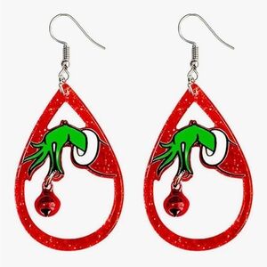 NWT CHRISTMAS EARRINGS FOR WOMEN RED WHITE GREEN DROP DANGLE EARRING FORHOLIDAYS